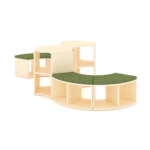 Kids' Puzzle S-Shaped Bookcase with Bench