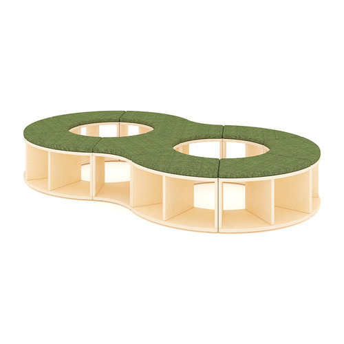 Kids' Puzzle Double Circle Bookcase with Bench