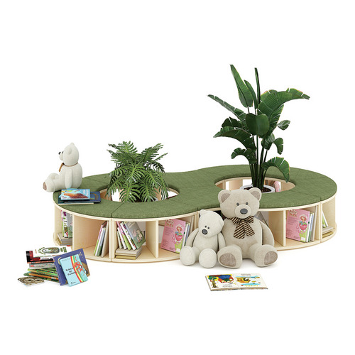 Kids' Puzzle Double Circle Bookcase with Bench