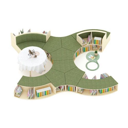 Kids' 300cm Puzzle Modular Bookcase with Bench