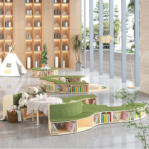 Kids' 300cm Puzzle Modular Bookcase with Bench