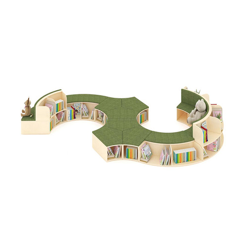 Kids' 240cm Puzzle Modular Bookcase with Bench