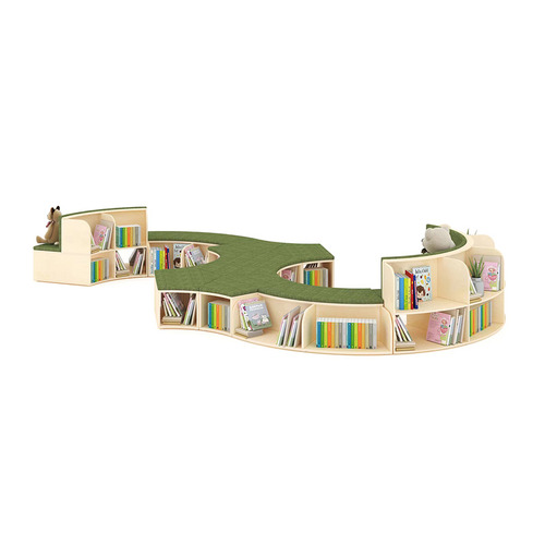 Kids' 240cm Puzzle Modular Bookcase with Bench