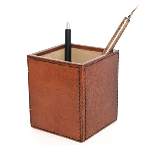 Kundra Tan Leather Pen Holder | Temple & Webster