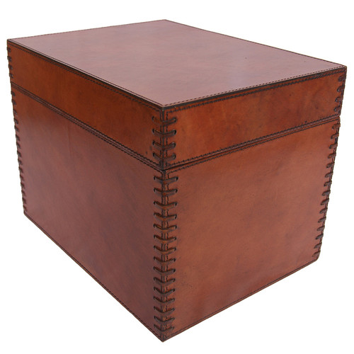 Tan Leather DVD Storage Box Temple & ster