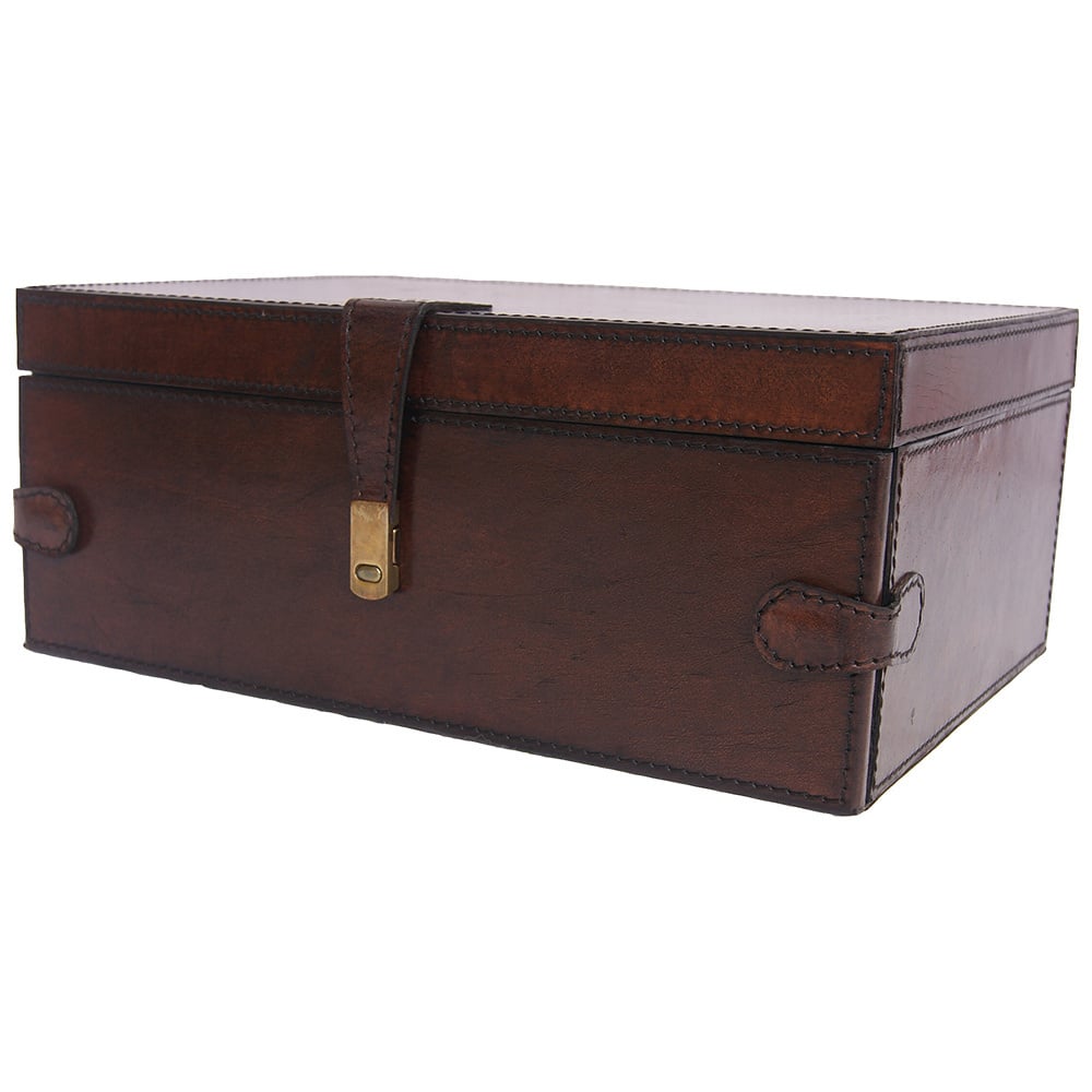 Dark Leather Strap Jewellery Box