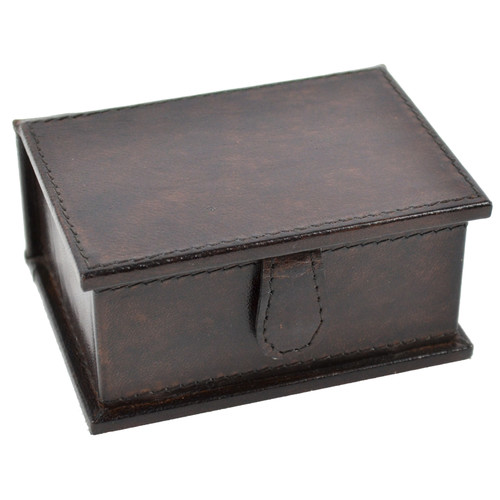 Dark Leather Business Card Holder Temple & ster