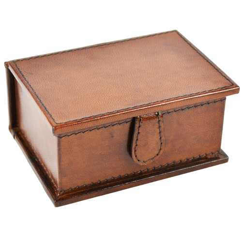 Kundra Tan Leather Business Card Holder Temple & ster