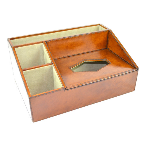 Kundra Genuine Leather Desk Organiser | Temple & Webster