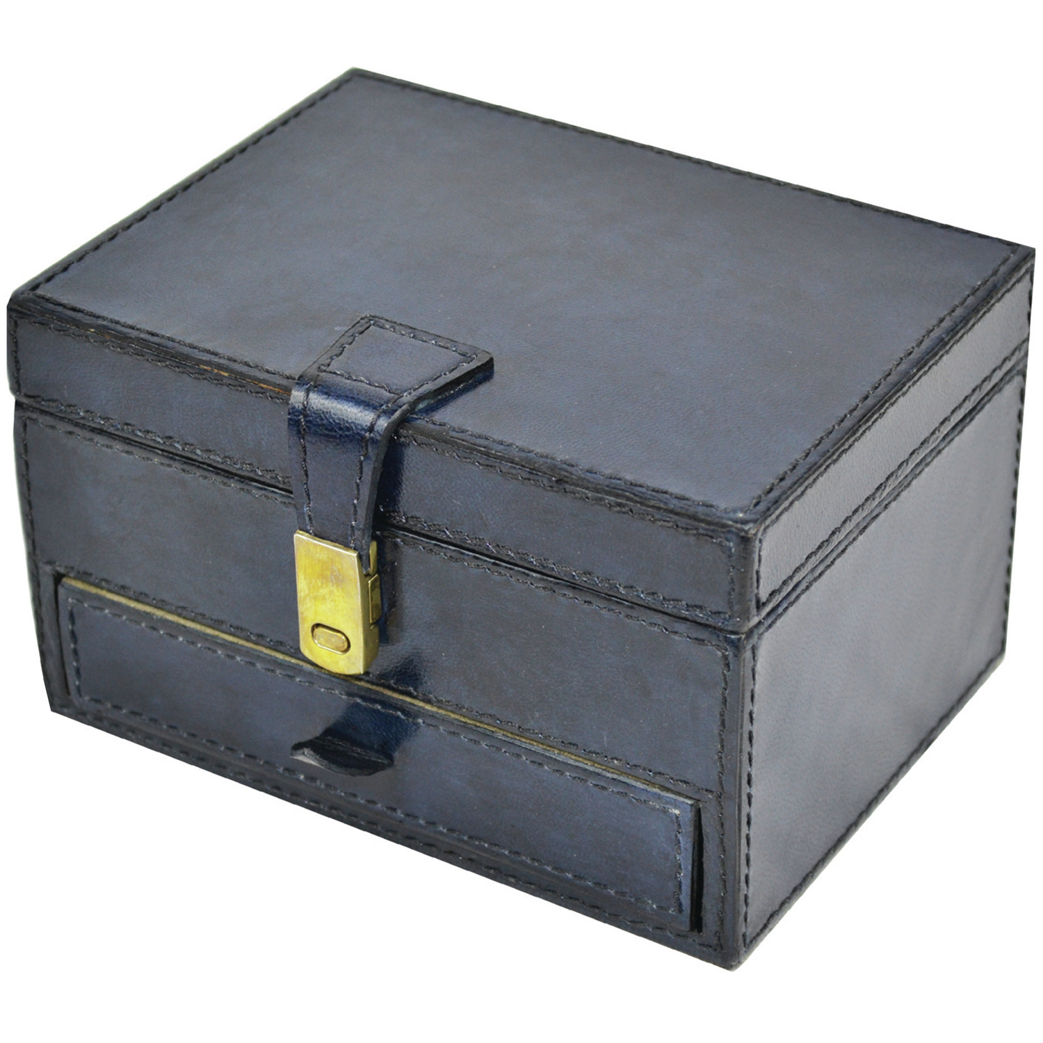 Blue Leather Jewellery Box