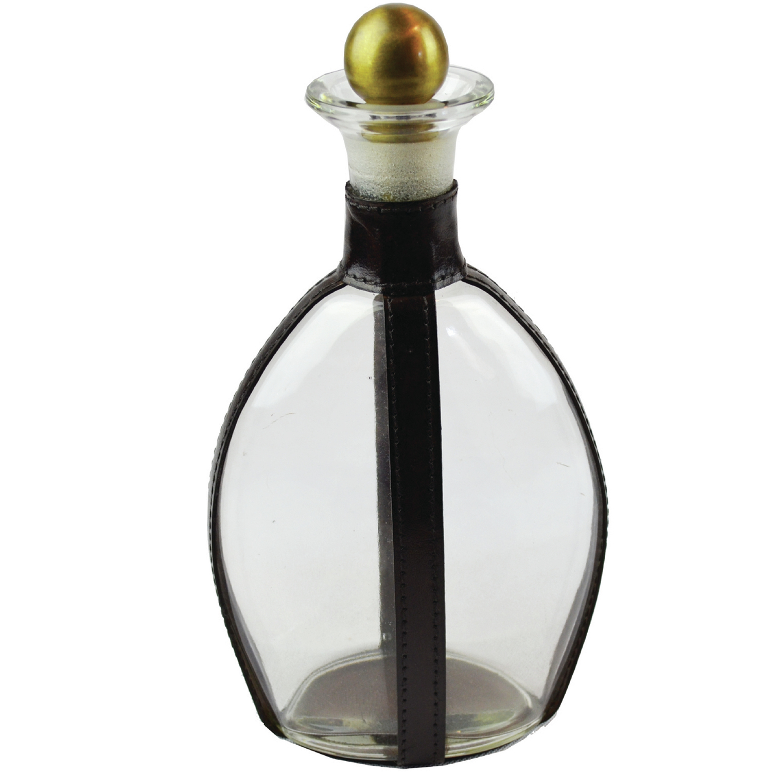Dark Leather & Glass Decanter