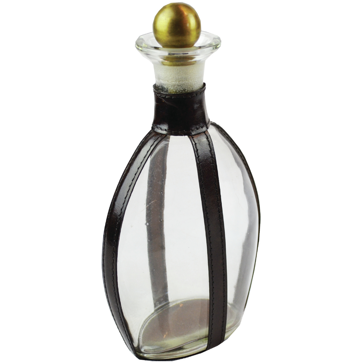 Dark Leather & Glass Decanter
