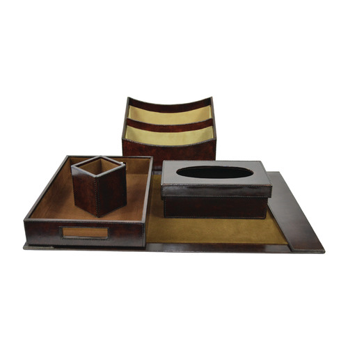 5 Piece Renzo Leather Desktop Set