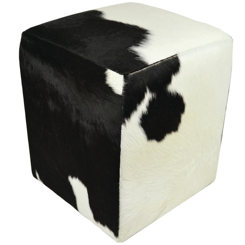 Black & White Juery Cube Leather Ottoman