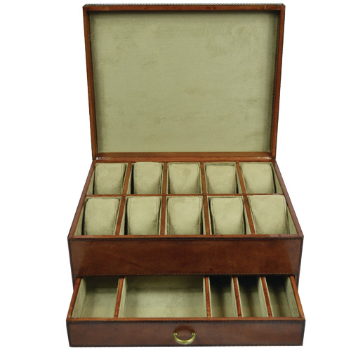 Chaumet 10 Slot Leather Watch Holder & Jewellery Drawer
