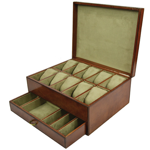 Chaumet 10 Slot Leather Watch Holder & Jewellery Drawer