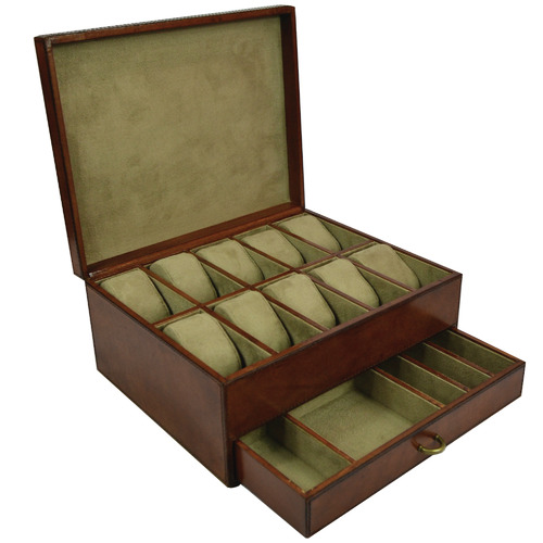 Chaumet 10 Slot Leather Watch Holder & Jewellery Drawer