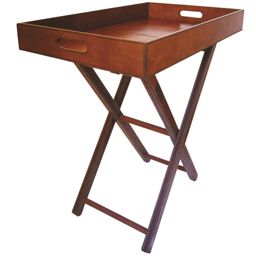 Tan Mivar Leather Butler S Tray Table Temple Webster