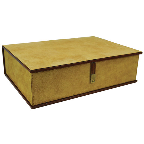 Kundra Tan Suede Leather Document Box Temple & ster