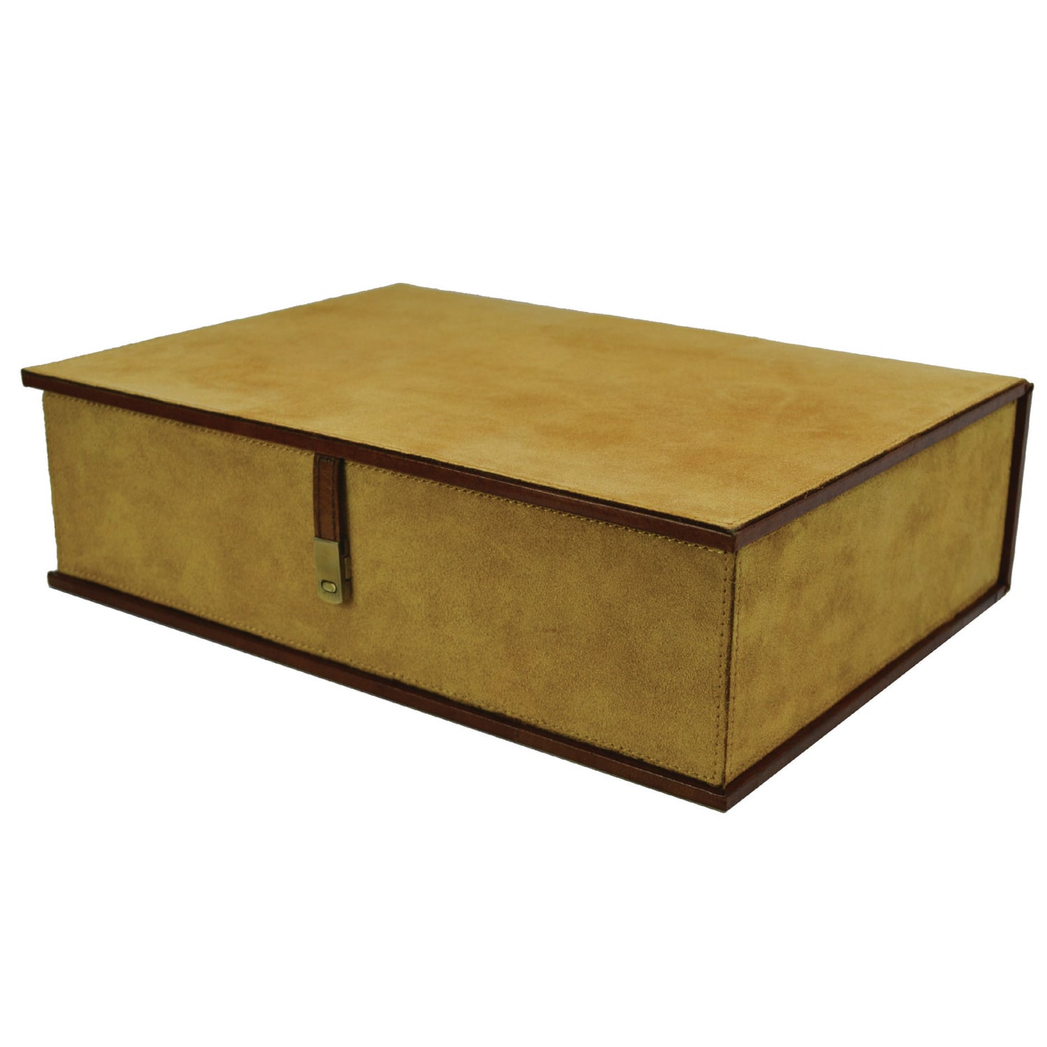 Tan Suede Leather Document Box