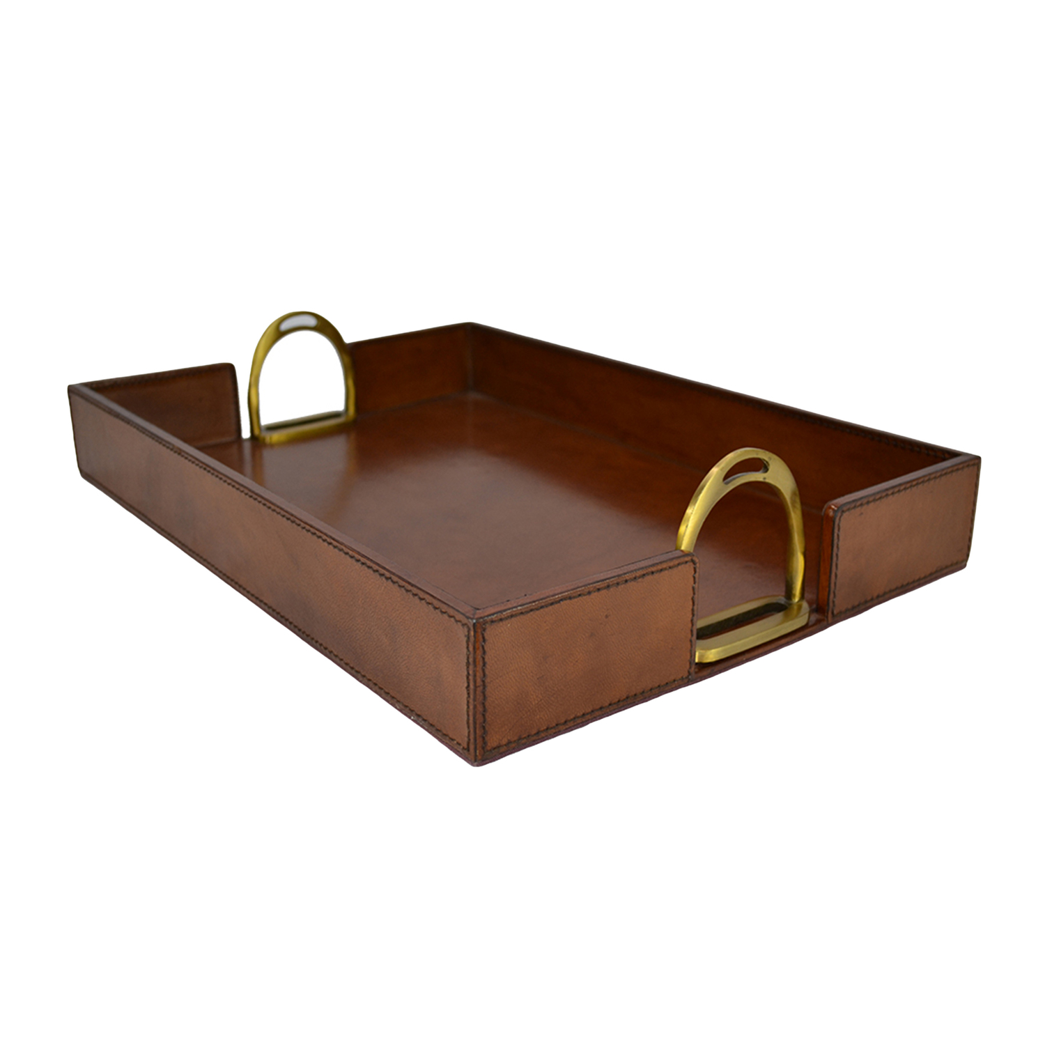Buffalo Leather Tray with Stirrup