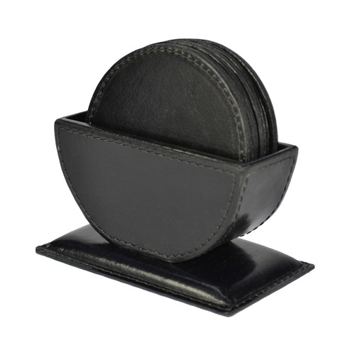 Kundra 7 Piece Buffalo Leather Coaster & Holder Set | Temple & Webster