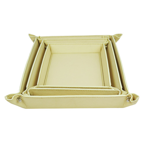 3 Piece Cream Buffalo Leather Trays Set Temple & ster