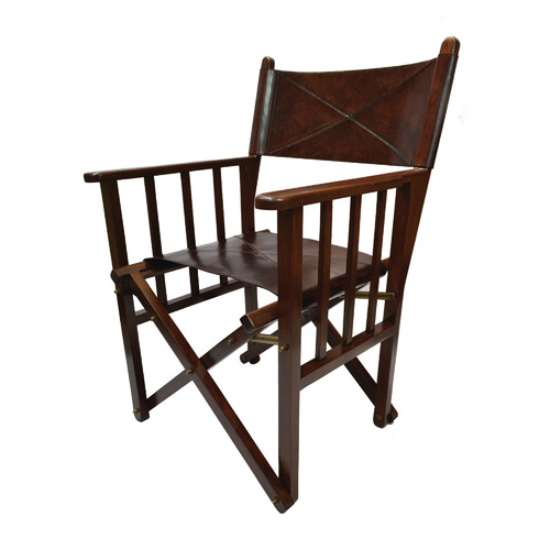 Dark Brown Buffalo Leather Director's Chair