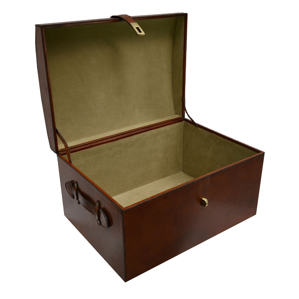 Tan Leather Curve Top Storage Box