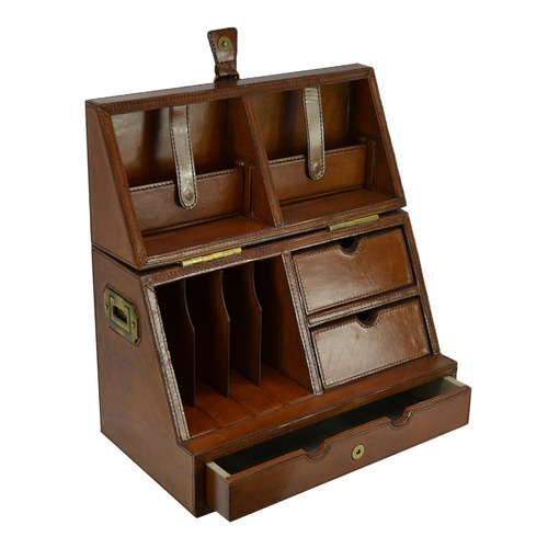 Tan Leather Stationery Box