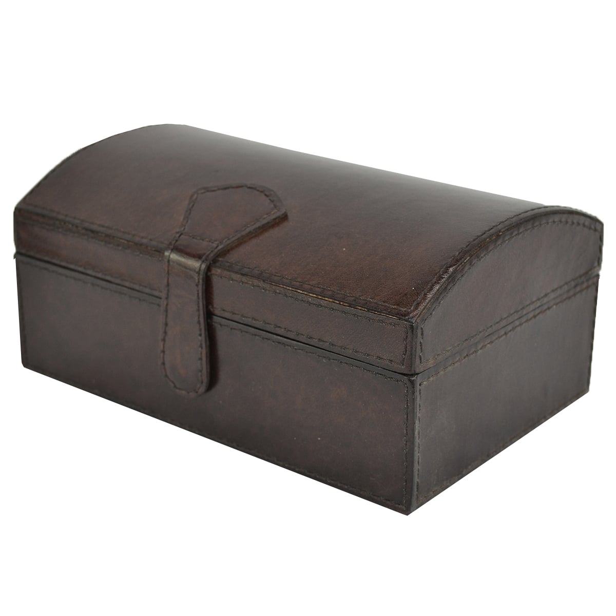 Dark Leather Curve Top Jewellery Box
