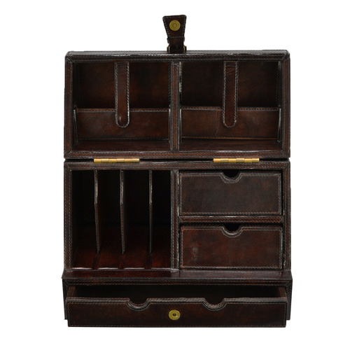 Dark Leather Stationery Box