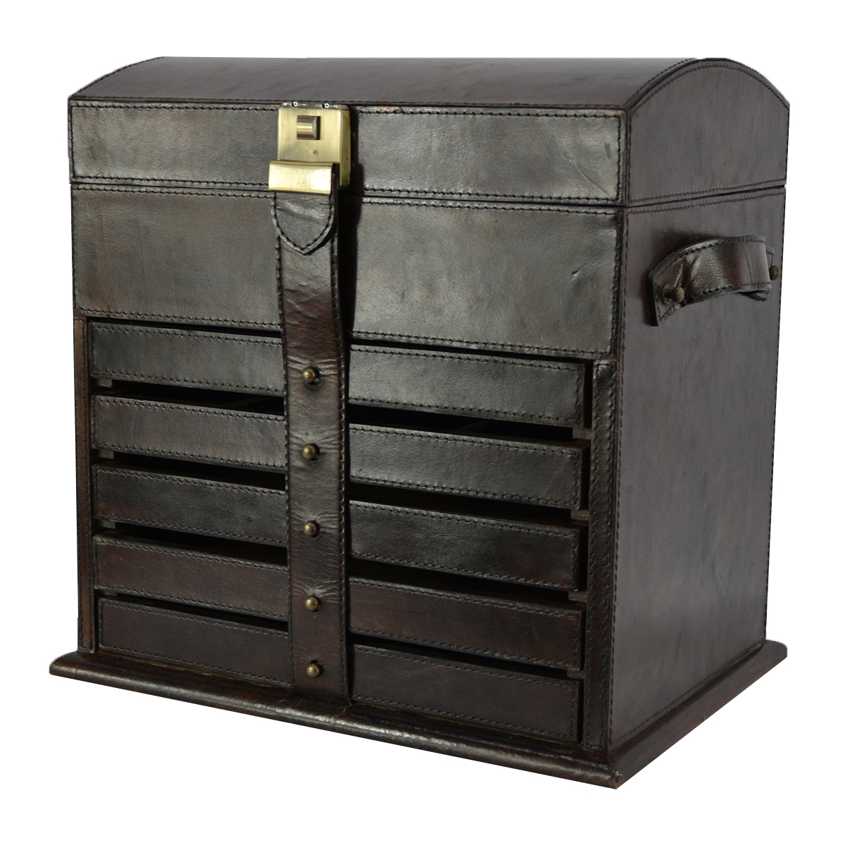Dark Leather 6 Rack Jewellery Box