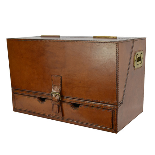Tan Leather Stationery Box