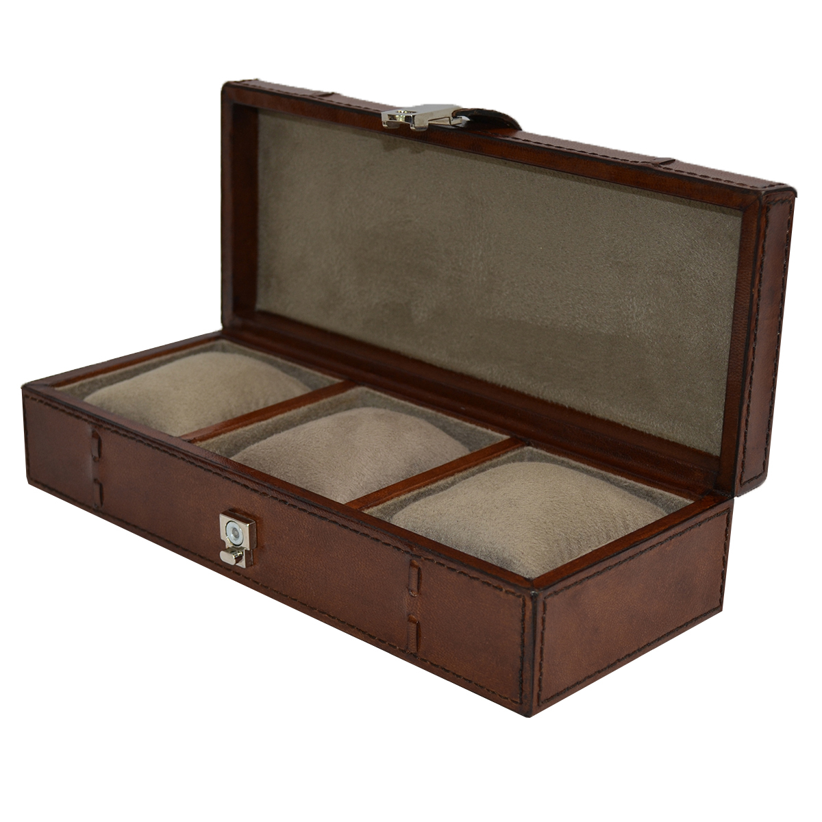 Tan Leather 3 Watch Box