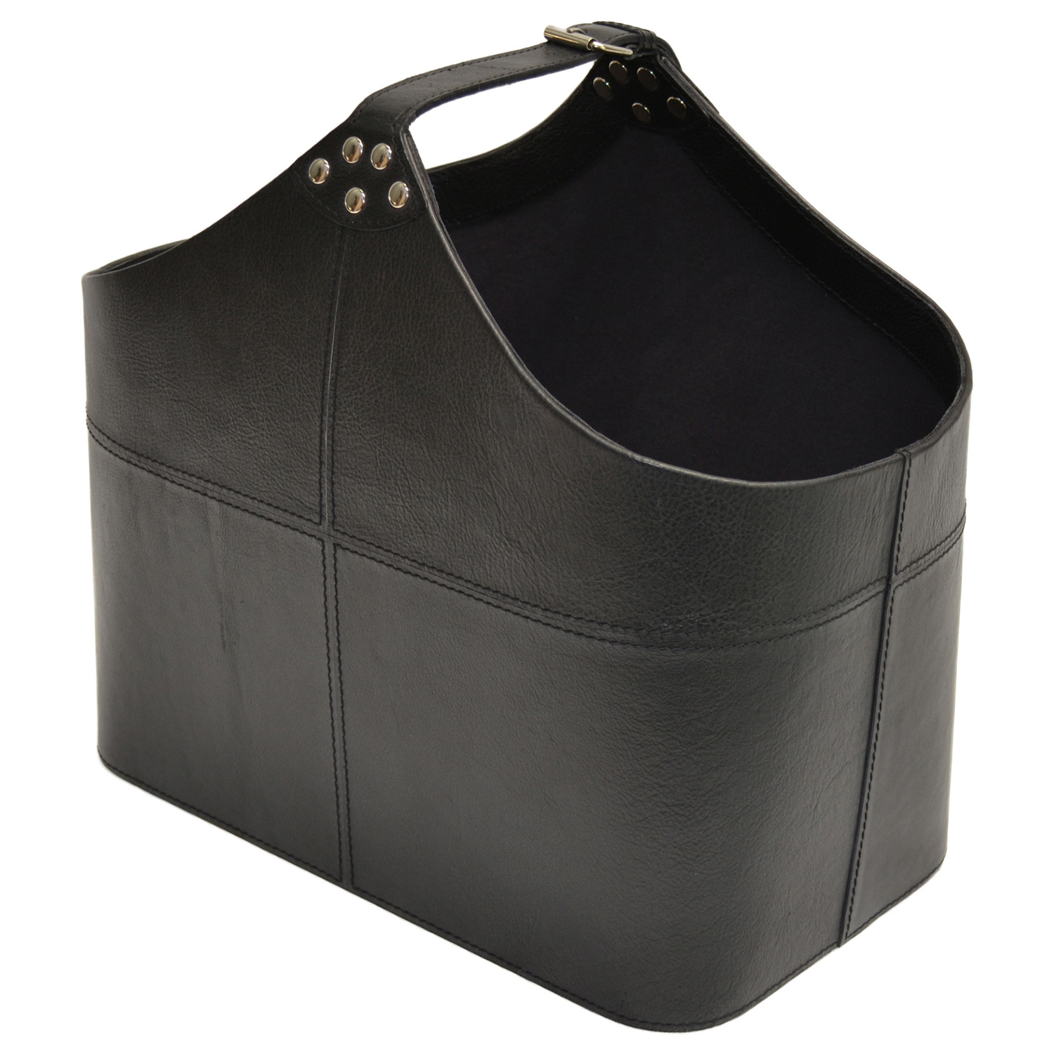 Black Buffalo Leather Buckle Basket