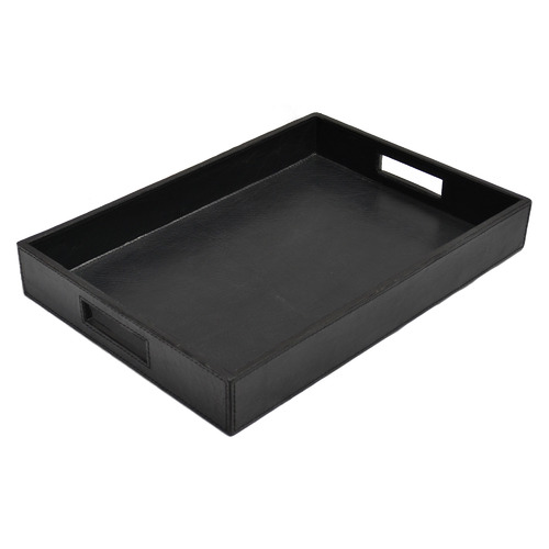 Black 44cm Buffalo Leather Tray | Temple & Webster