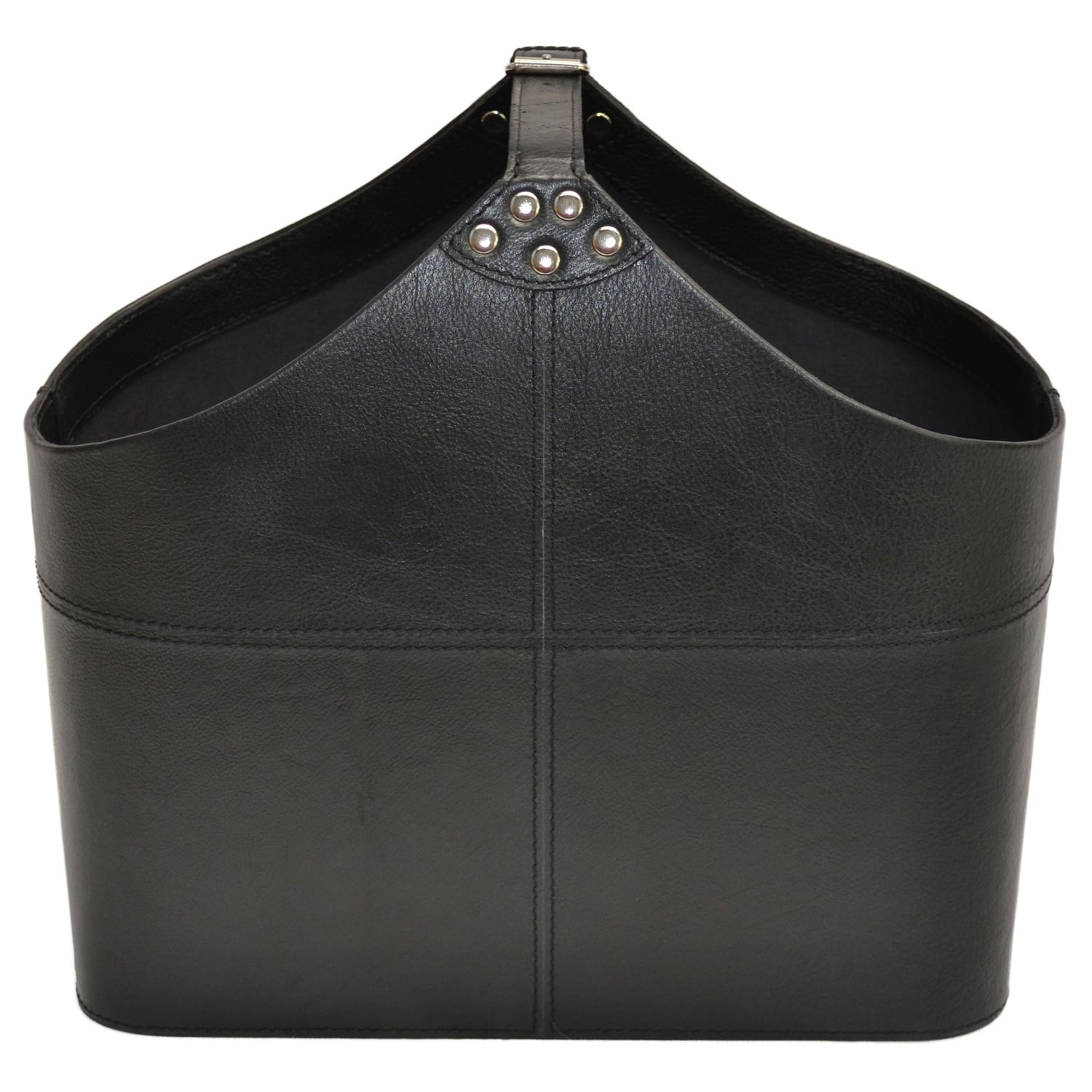 Black Buffalo Leather Buckle Basket