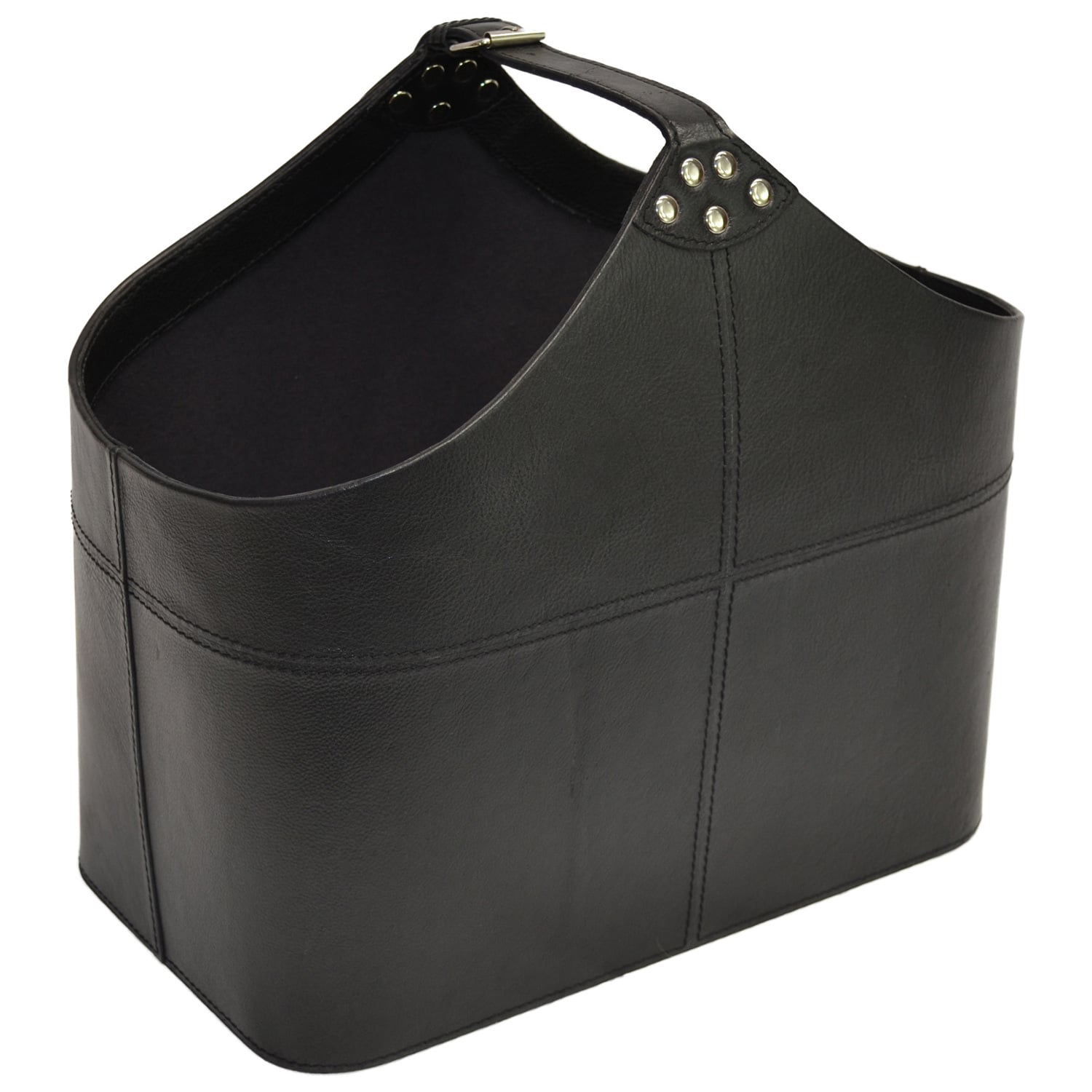Black Buffalo Leather Buckle Basket