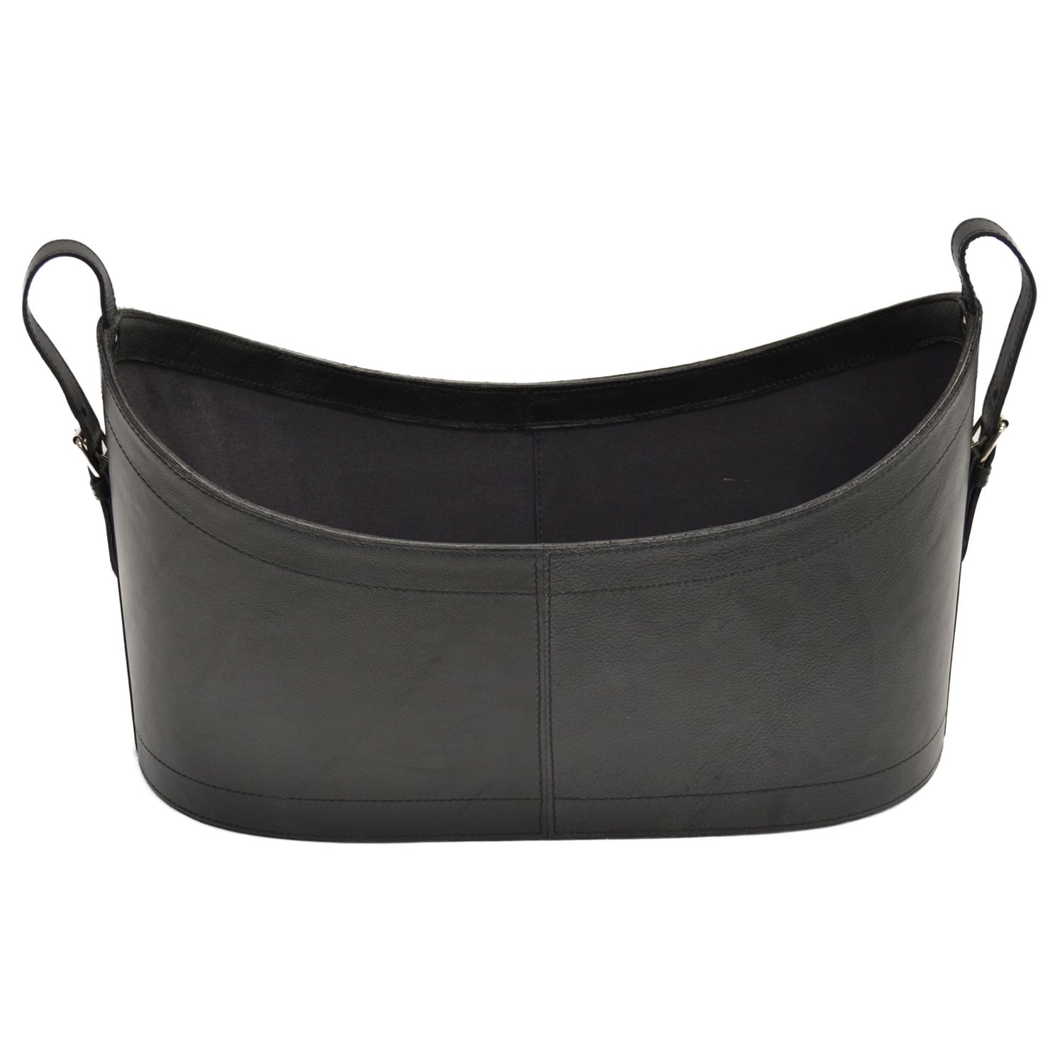 Black Buffalo Leather Scoop Magazine Basket