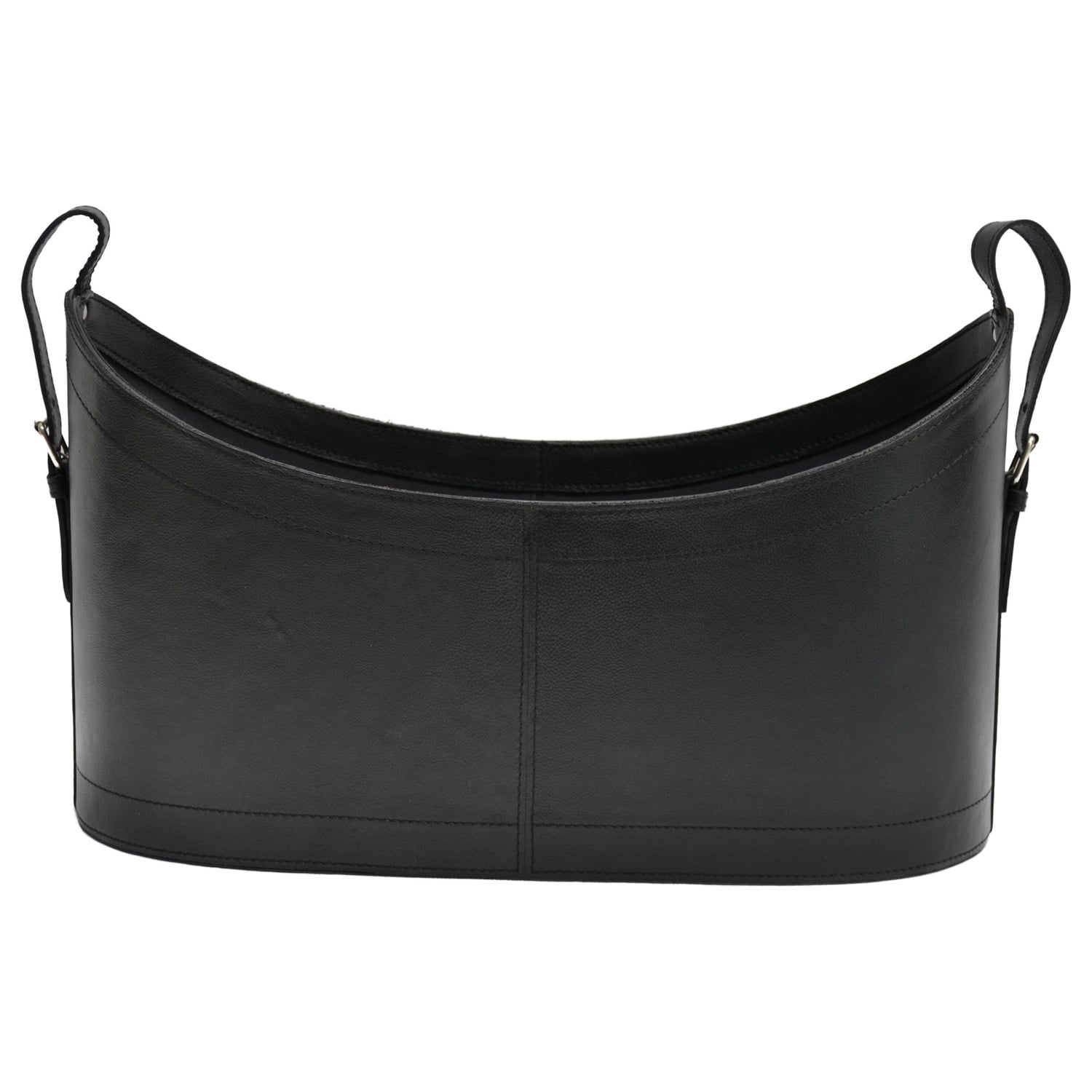 Black Buffalo Leather Scoop Magazine Basket