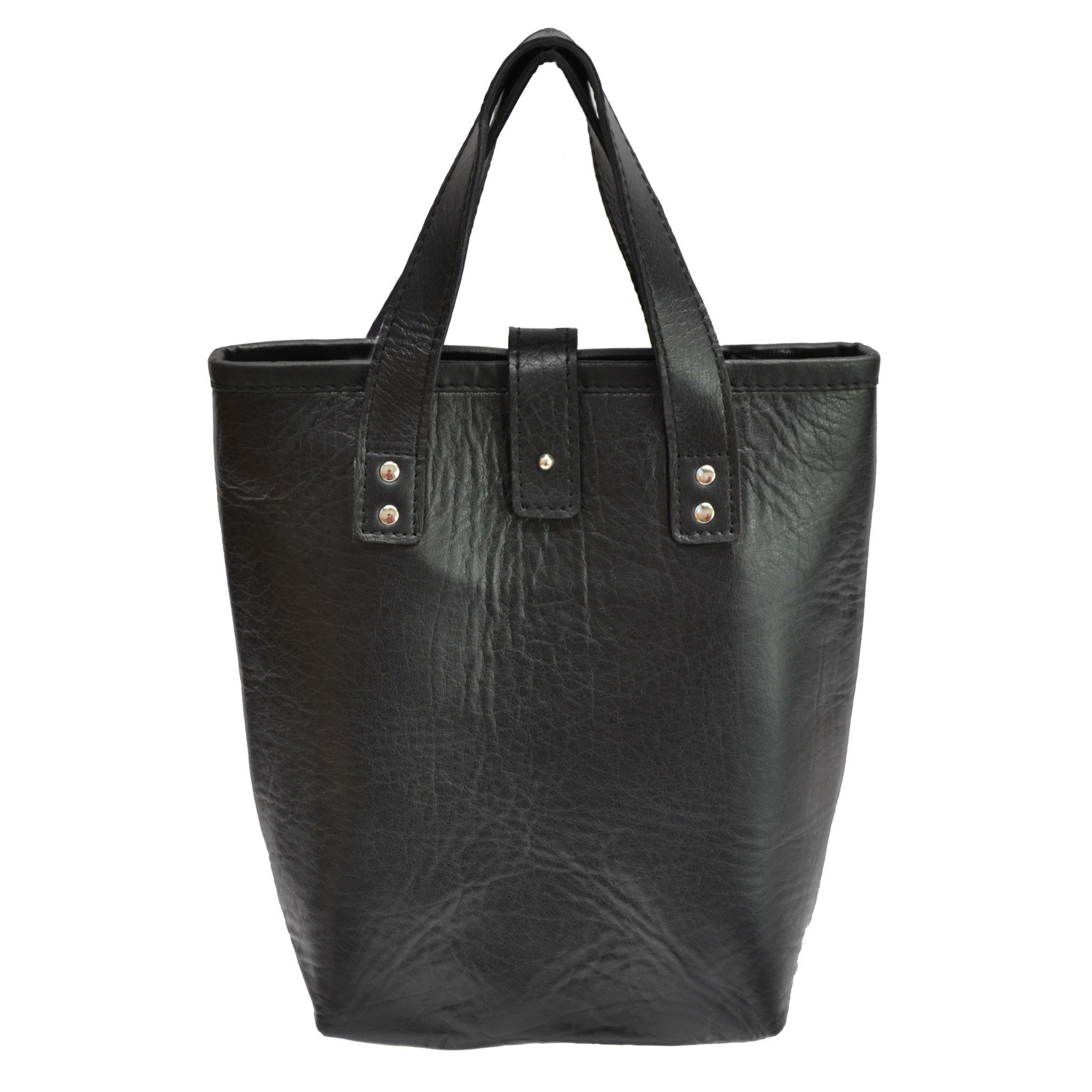 Black 32cm Cow Leather Wine Holder