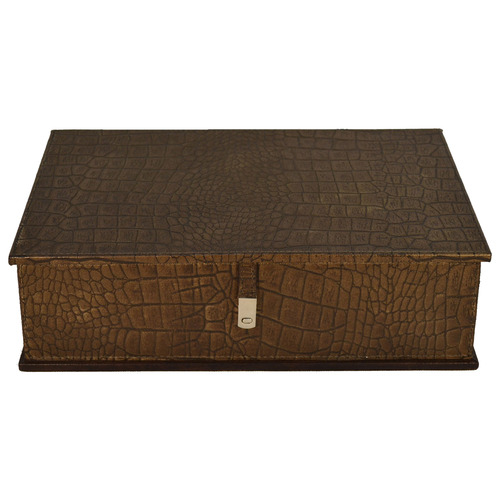 Dark Leather Document Box Temple & ster