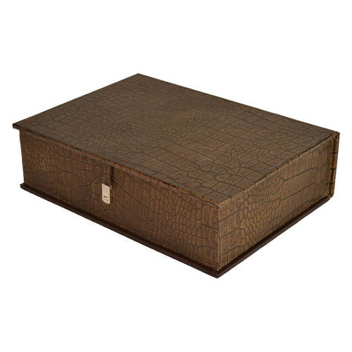 Dark Leather Document Box Temple & ster