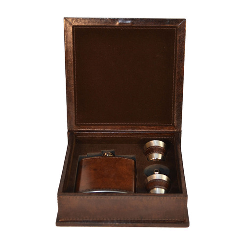 Leather Hip Flask Box Set