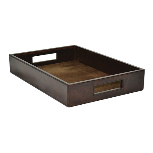 Kundra Dark Leather Buffet Tray | Temple & Webster