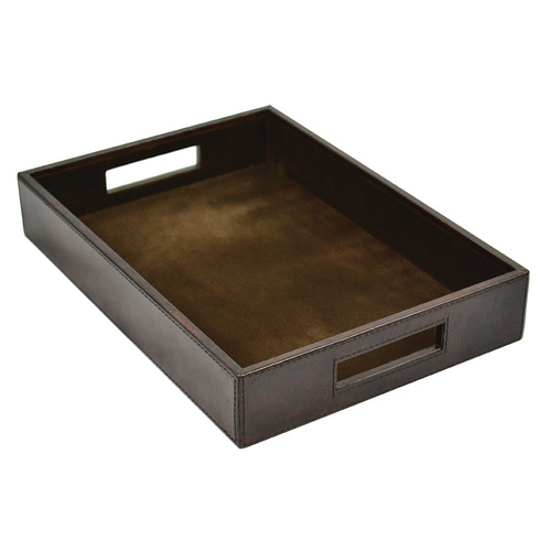 Kundra Dark Leather Buffet Tray | Temple & Webster