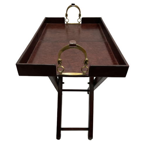 Butler's Leather Tray with Stirrups