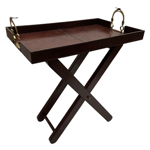 Butler's Leather Tray with Stirrups