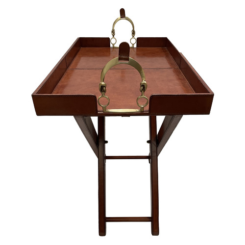 Butler's Leather Tray with Stirrups